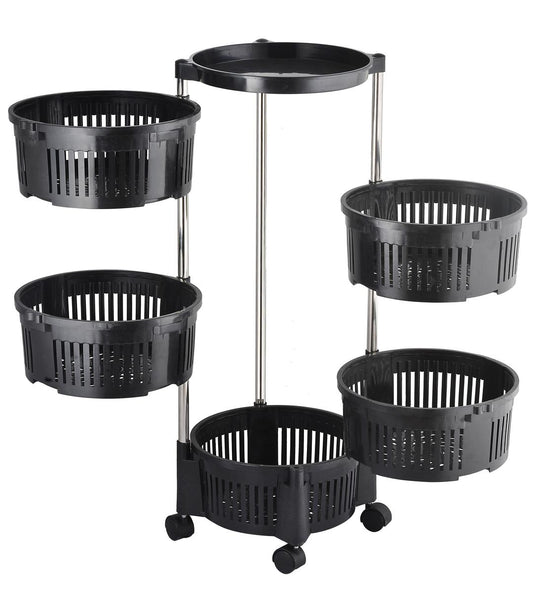 5-Tier Rotating Fruit Basket Black Kitchen Storage