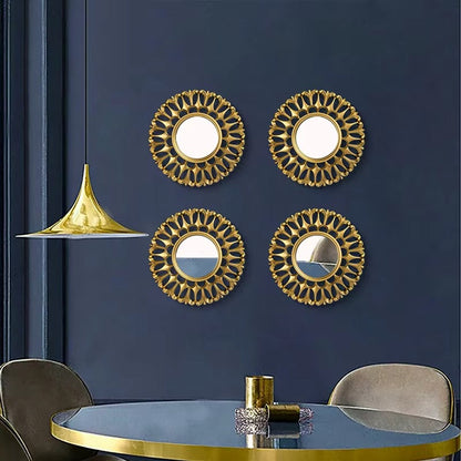"Elegant Round Golden Wall Mirror for Any Home Décor"