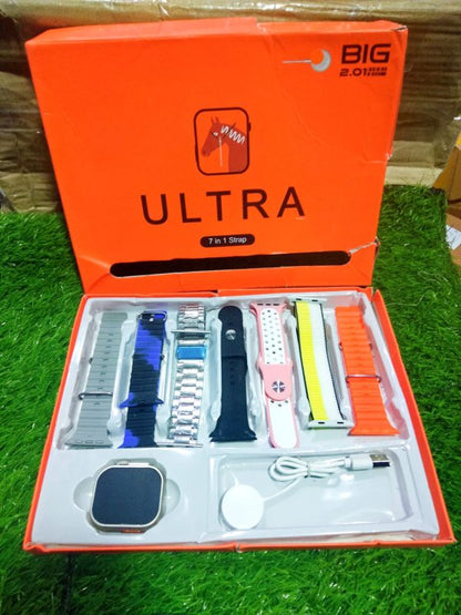 7 In 1 Ultra Smart Watch Series 8 Wireless Charging 7 Straps Waterproof (random Color)